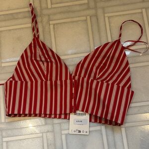 Zara Red and White Striped Crop Top. Small
